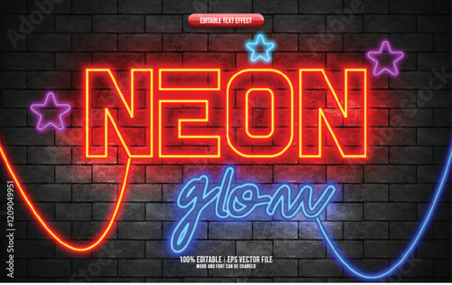 Neon Glow 3D editable text effect