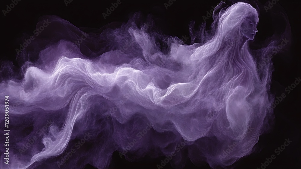 Fototapeta premium A Purple Smoke Woman Form Abstract Art