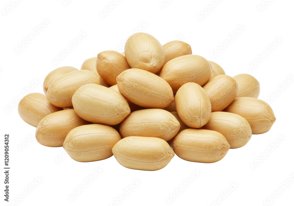A pile of peeled peanuts with smooth shells, isolated on white background A pile of peeled peanuts with smooth shells, isolated on white background