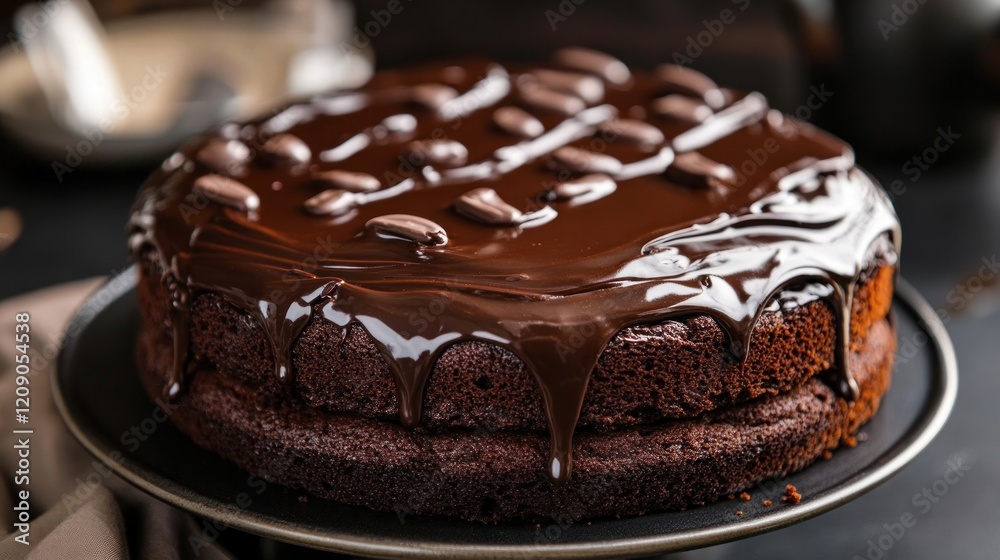 Close-up of a Chocolate Cake with Drizzled Ganache Close-up of a Chocolate Cake with Drizzled Ganache