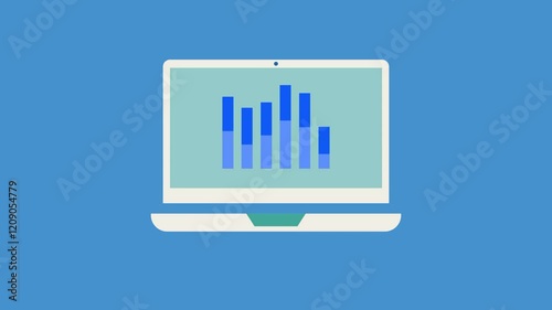 Laptop with Animated Bar Chart – Business and Financial Insights