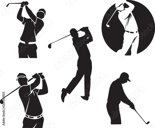 golf players silhouette vector 