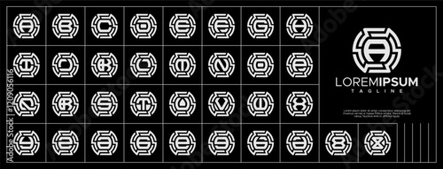 Digital technology circuit letter A-Z logo set