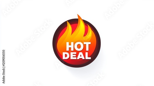 Hot deal emblem with flame design symbolizing promotions and discounts