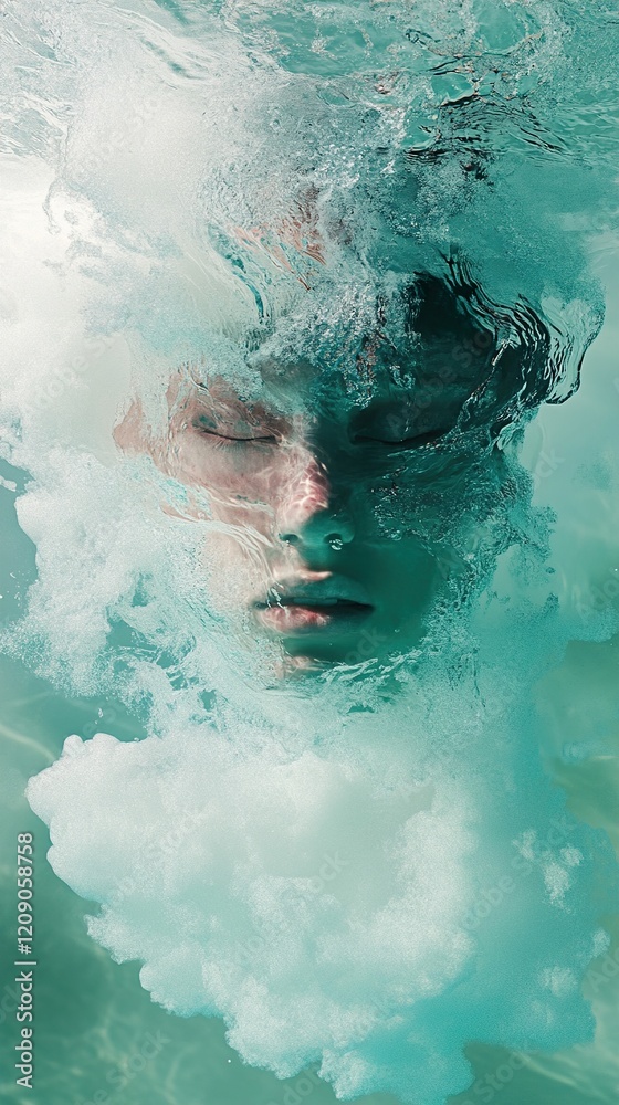 Fototapeta premium Submerged Serenity: An Underwater Portrait