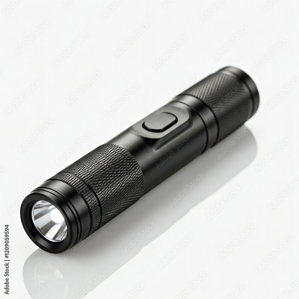 black flashlight on white background stock photo black flashlight on white background stock photo