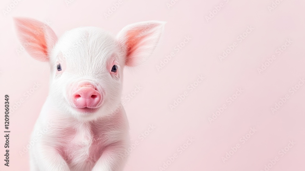 custom made wallpaper toronto digitalA small pig stands upright against a vibrant pink background, showcasing its playful and charming personality.
