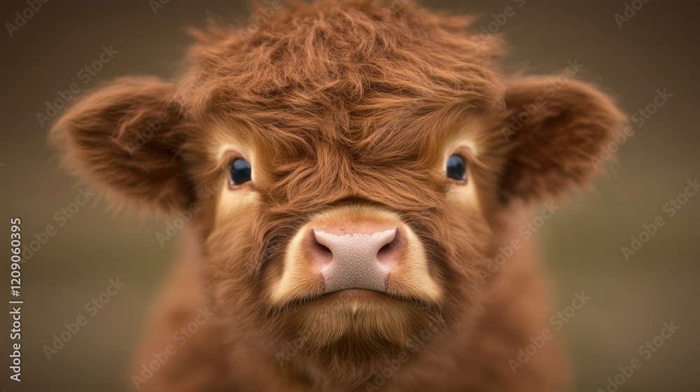 Fototapeta premium A close-up view of a brown cow showcasing its striking blue eyes, emphasizing the animal's unique features and gentle demeanor.