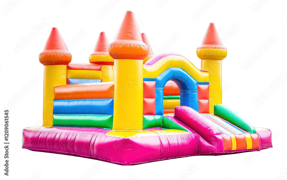 Colourful bouncy castle for kid on transparent or white background Colourful bouncy castle for kid on transparent or white background
