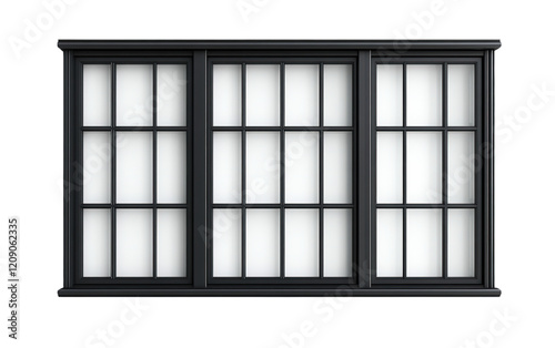 Black horizontal window on transparent or white background