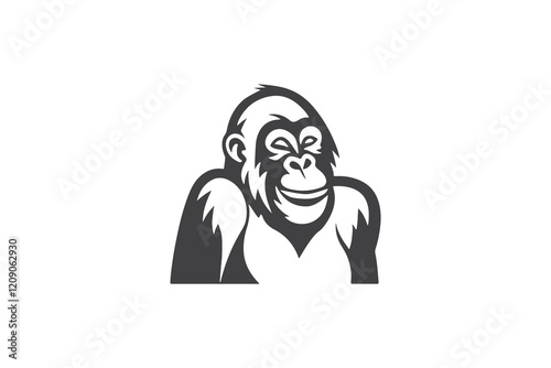 Minimalist Geometric Curious Gorilla Logo Design Template photo