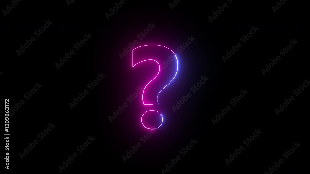Neon Single Question Marks Animation Moving on Alpha Channel. 4K Resolution Neon Single Question Marks Animation Moving on Alpha Channel. 4K Resolution