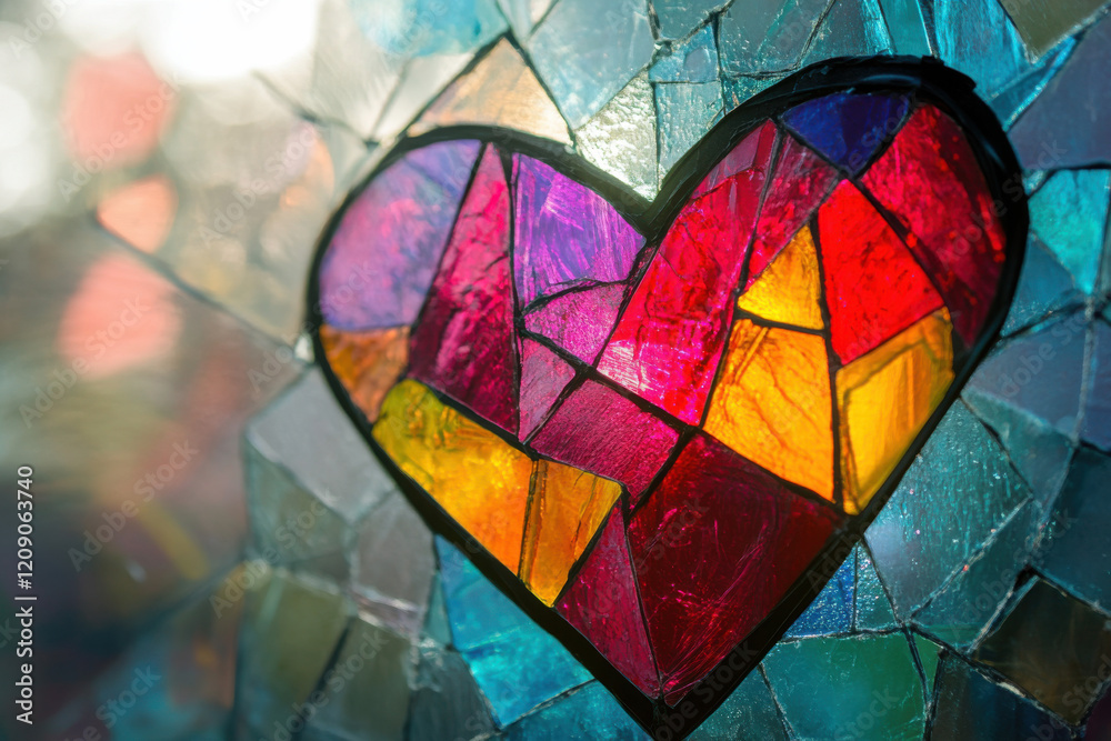 Fototapeta premium Abstract heart icon created with geometric patterns