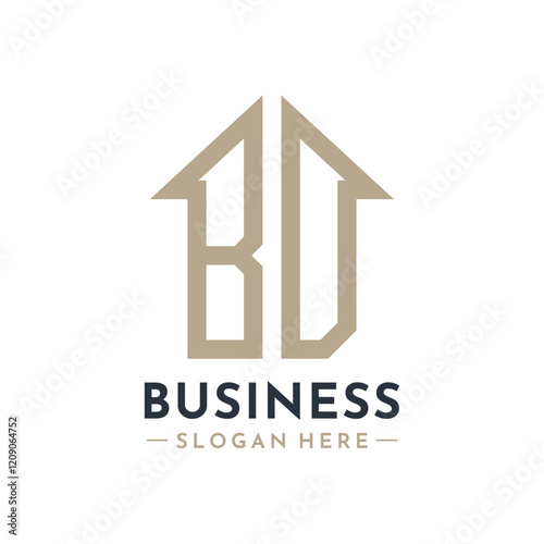 Letter BD House Logo for Real Estate Business Branding BD Property Management. Modern Initials AA Logo Design