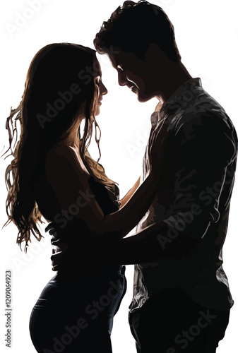 Romantic couple lovers vector illustration, Happy young male female couple together, wife and husband loving relationships. Flat design illustration isolated on white background