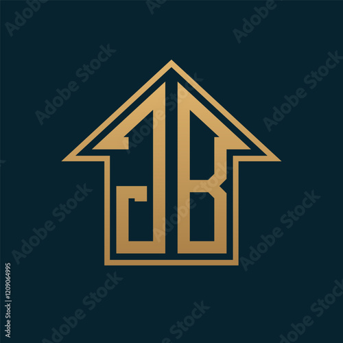 Luxury JB House Logo - Elegant Gold Letter JB on Dark Background for Premium Real Estate
