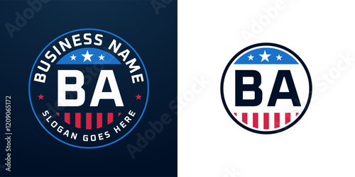 Patriotic BA Logo Design. Letter BA Logo with American Flag and Star, Patriotic Design