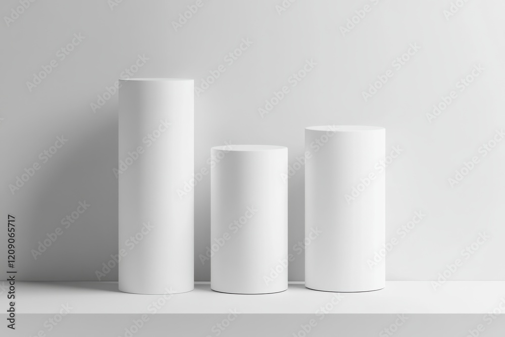 White cylindrical architecture with soft lighting, emphasizing simplicity and clean aesthetics White cylindrical architecture with soft lighting, emphasizing simplicity and clean aesthetics