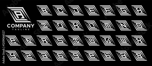 Abstract parallelogram initial A-Z letter logo set