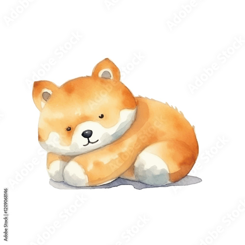watercolors Cute shiba inu dog isolated illustration