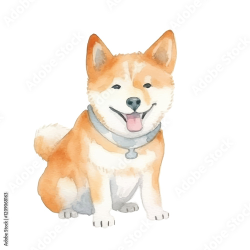 watercolors Cute shiba inu dog isolated illustration