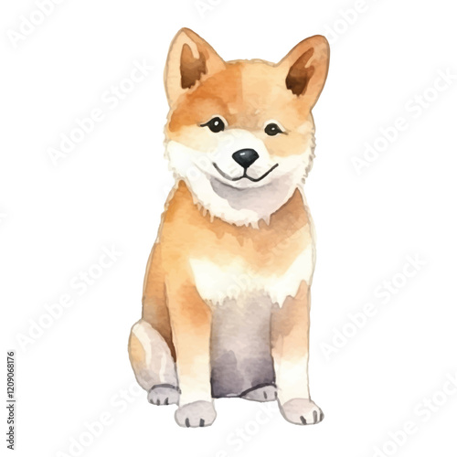 watercolors Cute shiba inu dog isolated illustration