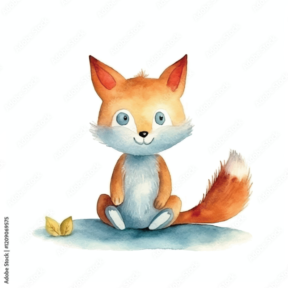 watercolors A playful fox isolated illustration watercolors A playful fox isolated illustration