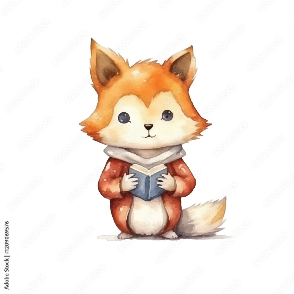 Fototapeta premium watercolors A playful fox isolated illustration