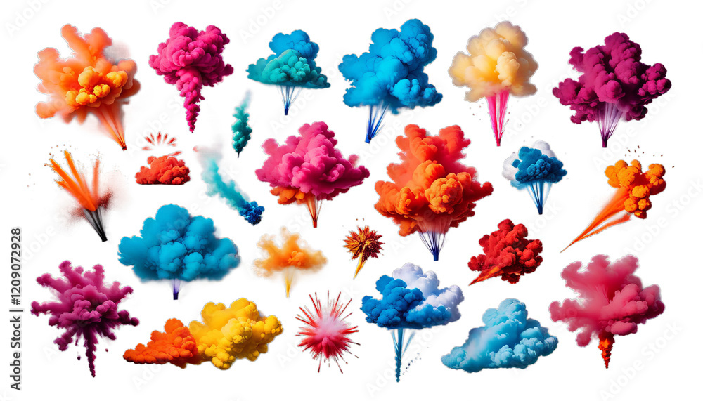 smoke set bomb clouds colored a background explosion cloud coloured vibrant dynamic pyrotechnic effect burst haze bright fun abstract art celebration design dispersion dramatic energetic