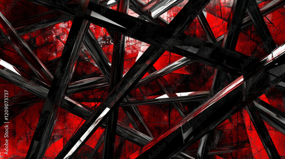 Fototapeta premium Dynamic abstract design with red and black chaos