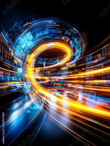 High-tech stock market arena infographic on innovative trading concepts