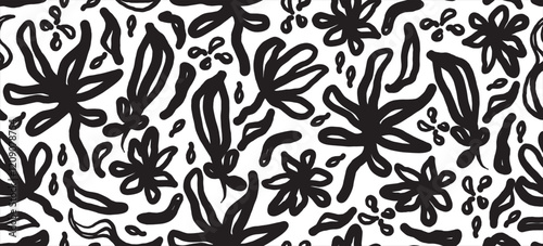 Wallpaper Mural leaf pattern, leaves pattern, flower pattern, abstract pattern.  Hand drawn style. Torontodigital.ca