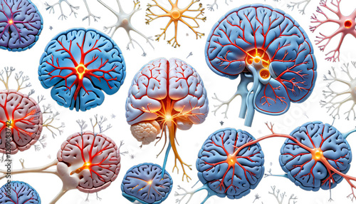 Obraz na płótnie neural firing brain human close showing extensions neurons nerve cell closeup synapses neuroscience ai generative w salonie