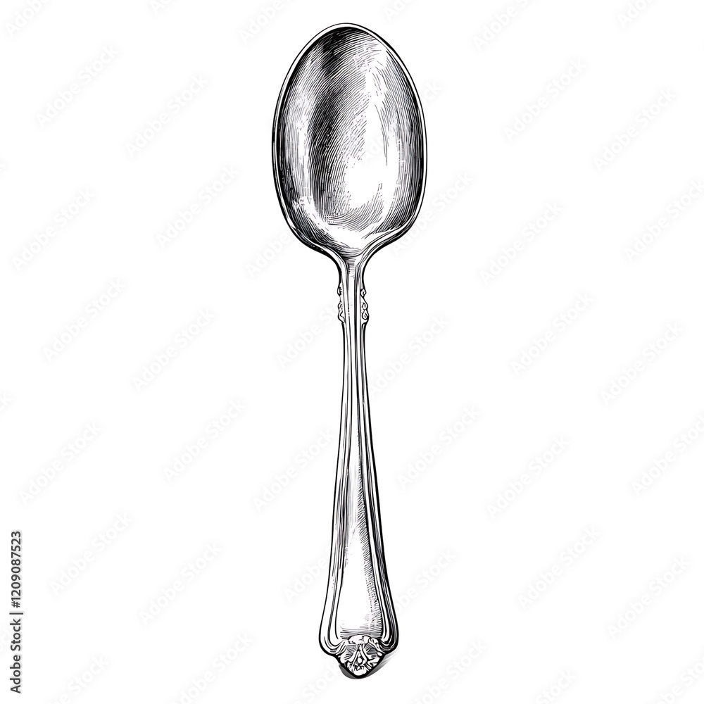 Silver spoon illustration, isolated on white. Silver spoon illustration, isolated on white.
