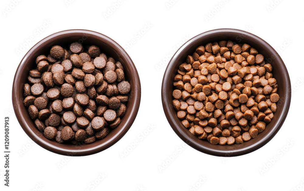 Fototapeta premium Kibble and canned dog food on transparent or white background