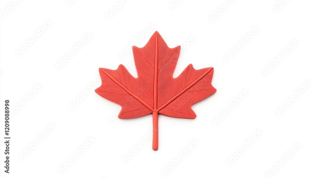 Vibrant red maple leaf isolated on a clean background, emphasizing its unique shape and texture Vibrant red maple leaf isolated on a clean background, emphasizing its unique shape and texture