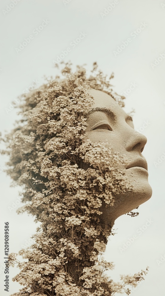 Serene Botanical Portrait: Woman Transformed into a Tree Serene Botanical Portrait: Woman Transformed into a Tree