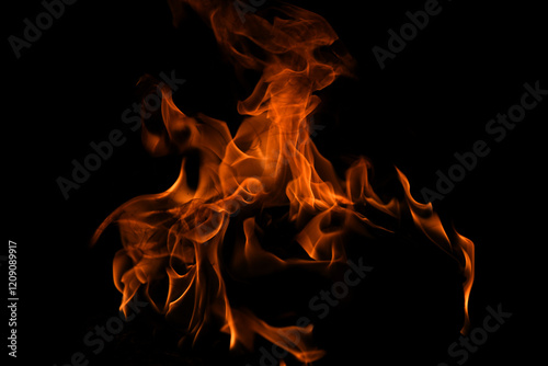 Fototapet Blaze burning fire flame on art texture background.