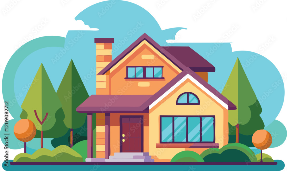 Beautiful House vector artwork illustration.