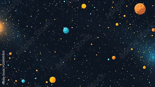 A black background with stars a few yellow and planet space galaxy