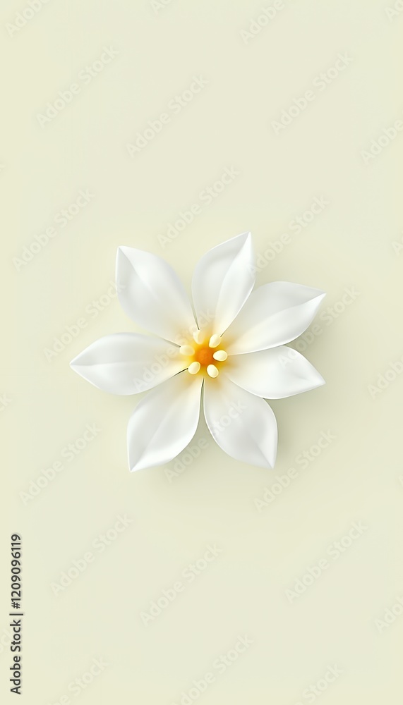 Fototapeta premium Simple White Flower Minimalist Botanical Illustration on Pastel Background