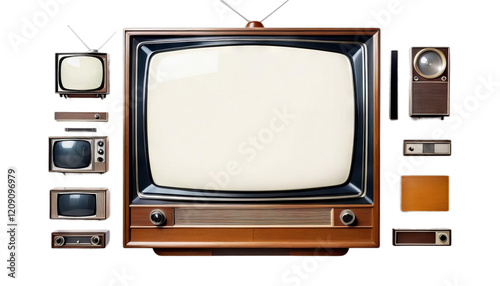 Obraz na płótnie old television white screen vintage set tv background olated retro blank an broadcast entertainment media technology display antique analog w salonie