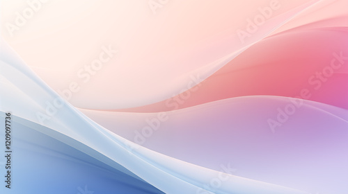 features smooth and flowing abstract waves of soft colors transitioning from blue to pink, evoking a sense of calm, serenity, and fluidity. It symbolizes peace, harmony, and creative flow