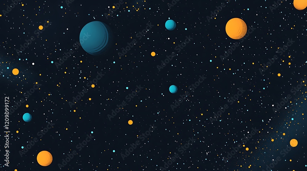 A black background with stars a few yellow and planet space galaxy A black background with stars a few yellow and planet space galaxy