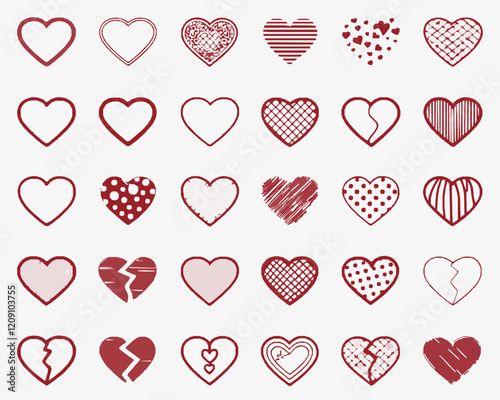 Red hearts set, love.
