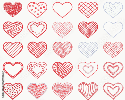 Unique Hearts collection on white background 