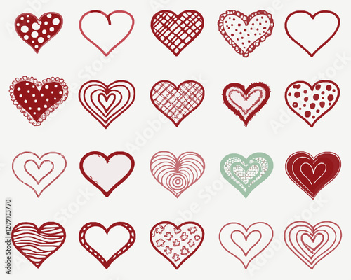 lovely unique hearts on white background 