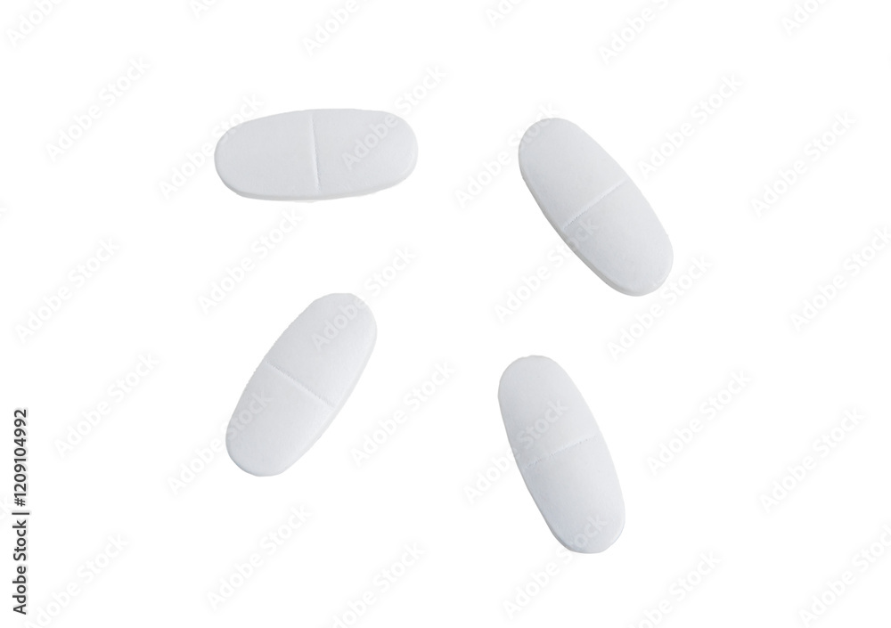 White pills on a transparent background White pills on a transparent background