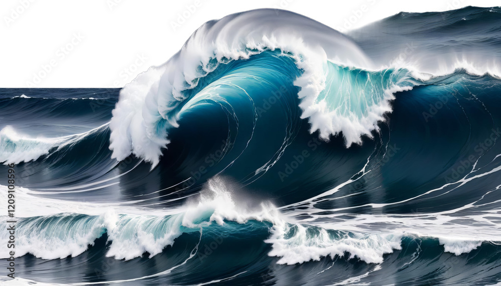 wave nature olated large blue stormy front climate deep white sea generative ai ocean water background texture pattern river splash wind tide turquoise surface crashing