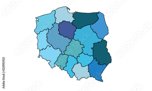 Map of Poland with regions vector illustration,Poland Political map and administrative divisions, vector illustration map of Poland.